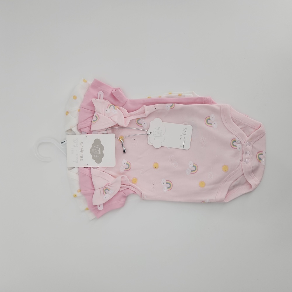 Baby Girl 0-3 mon 3pcs Set of Cotton Onesies